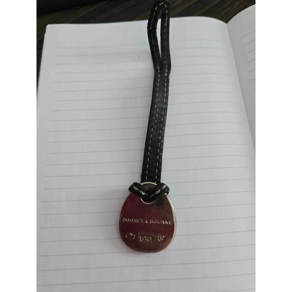 Dooney & Bourke Duck Logo Bag Charm Turquoise Enamel Silver Tone Black Leather - Picture 3 of 5